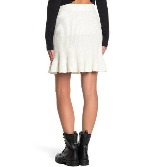 FREE PEOPLE White Solid Gold Knit Flowy Skirt NEW - Picture 2 of 7